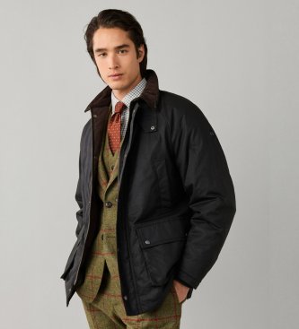 Hackett London Giacca sahariana di cotone cerato verde