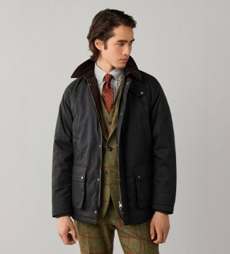 Hackett London Giacca sahariana di cotone cerato verde