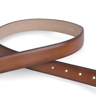 Hackett London Light Brown Brushed Leather Belt