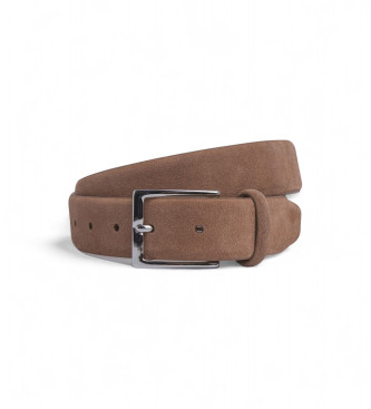 Hackett London Bruine leren riem met veren