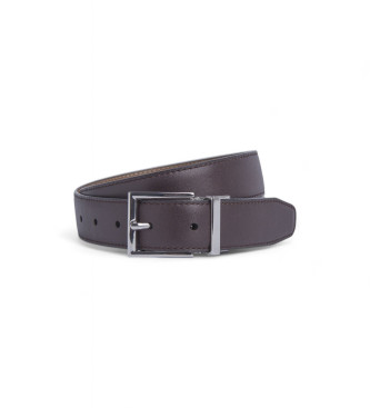 Hackett London Cinto de couro reversvel Stitch Edge castanho