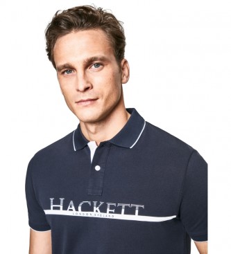 HACKETT Polo con logo grafico blu scuro