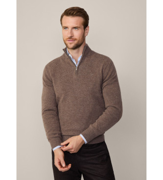 Hackett London Pull avec fermeture clair beige