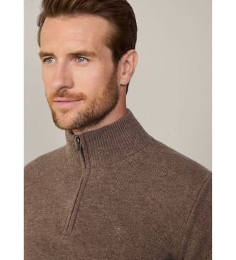 Hackett London Pullover mit beigem Reiverschluss