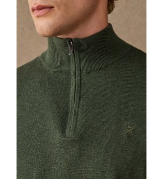 Hackett London Jersey con cremallera Essential Cotton verde oliva