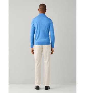 Hackett London Ess Merino Hzip-tröja med dragkedja, blå
