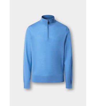 Hackett London Ess Merino Hzip-tröja med dragkedja, blå