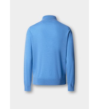 Hackett London Ess Merino Hzip-tröja med dragkedja, blå