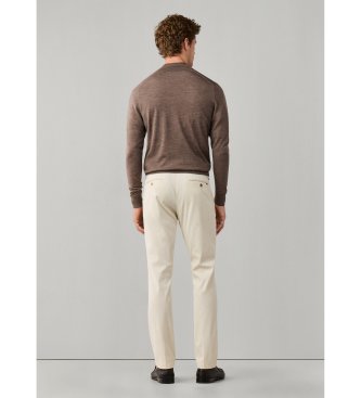 Hackett London Ess Merino Hzip-tröja med dragkedja, beige