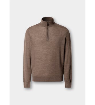 Hackett London Ess Merino Hzip-tröja med dragkedja, beige