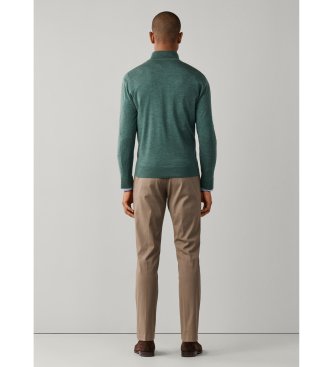 Hackett London Ess Merino Hzip-tröja med dragkedja, olivgrön
