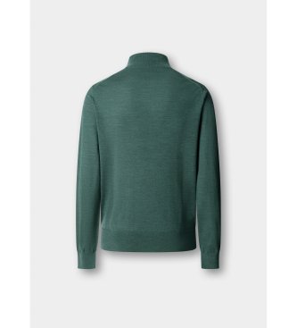 Hackett London Ess Merino Hzip-tröja med dragkedja, olivgrön