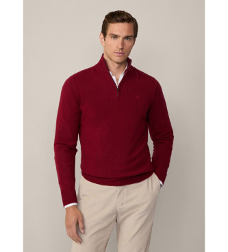 Hackett London Rdbrun pullover med lynls