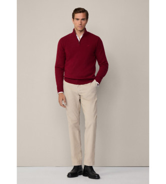 Hackett London Kastanienbrauner Pullover mit Reiverschluss