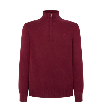 Hackett London Maroon Zippered Pullover