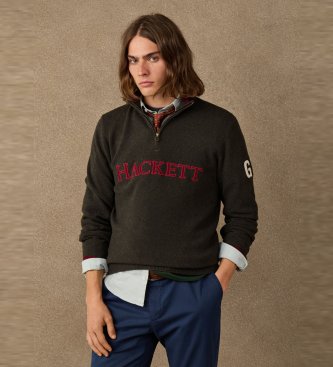 Hackett London Pullover mit Reißverschluss Hzip grün
