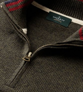 Hackett London Pullover mit Reißverschluss Hzip grün