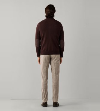 Hackett London Maglione con zip Lambswool Fzip marrone