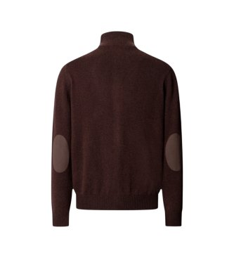 Hackett London Maglione con zip Lambswool Fzip marrone