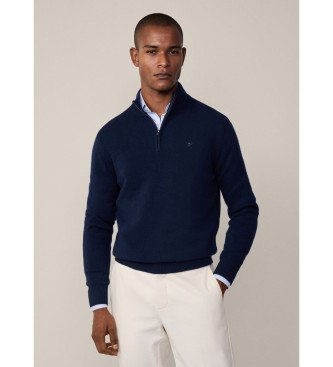 Hackett London Pull avec fermeture clair marine