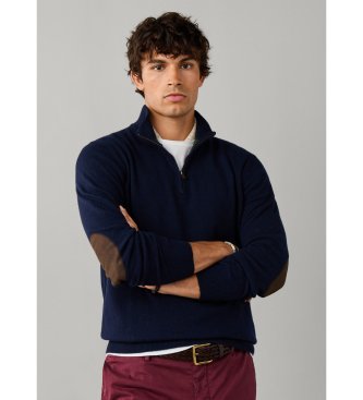 Hackett London Jersey con cremallera Merino Cash Mix marino