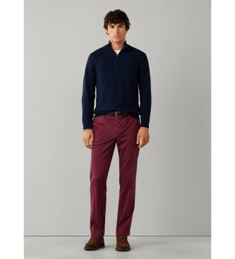 Hackett London Jersey con cremallera Merino Cash Mix marino
