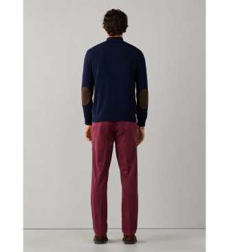 Hackett London Jersey con cremallera Merino Cash Mix marino
