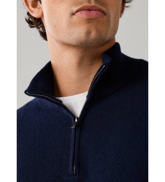 Hackett London Jersey con cremallera Merino Cash Mix marino