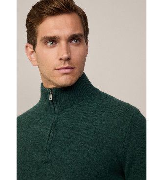 Hackett London Pullover med grn dragkedja