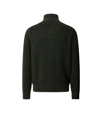 Hackett London Camisola com fecho Lambswool Cable Hzip verde