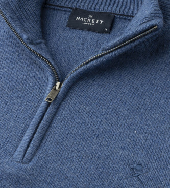 Hackett London Hzip wool jumper blue