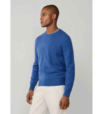 Hackett London Maglione di lana blu semplice