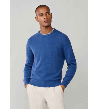 Hackett London Maglione di lana blu semplice