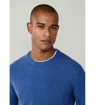 Hackett London Maglione di lana blu semplice