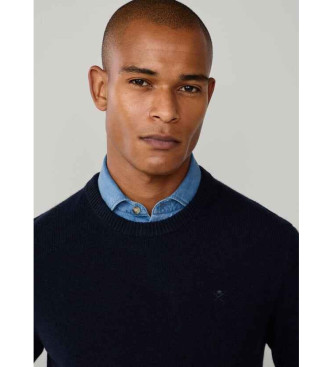Hackett London Effen wollen trui marine