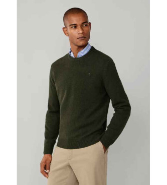 Hackett London Jersey de Lana Liso verde