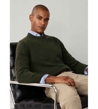 Hackett London Jersey de Lana Liso verde
