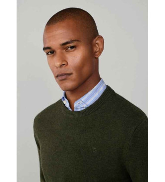 Hackett London Jersey de Lana Liso verde