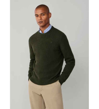 Hackett London Jersey de Lana Liso verde