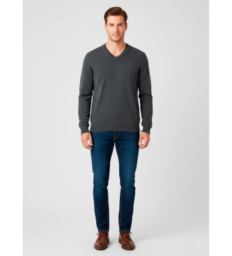Hackett London Camisola cinzenta de l com decote em V