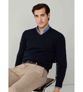 Hackett London Navy V uldpullover