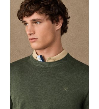 Hackett London Ess Cotton Crew-trøje i olivengrøn