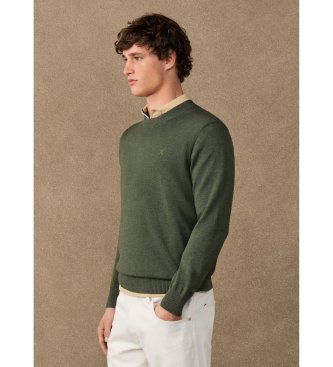 Hackett London Ess Cotton Crew-trøje i olivengrøn