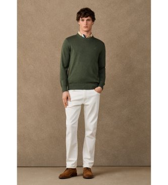 Hackett London Ess Cotton Crew-trøje i olivengrøn