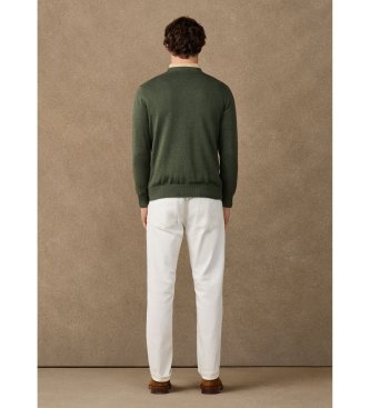 Hackett London Ess Cotton Crew-trøje i olivengrøn