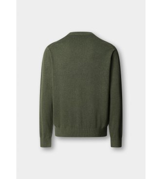 Hackett London Ess Cotton Crew-trøje i olivengrøn
