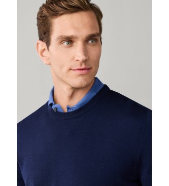 Hackett London Jersey Ess Merino Crew marinblå