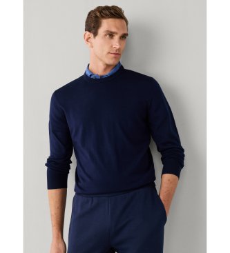 Hackett London Jersey Ess Merino Crew marinblå