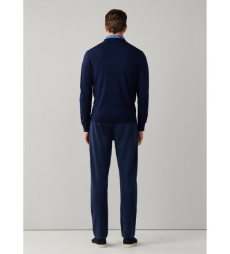Hackett London Jersey Ess Merino Crew marinblå