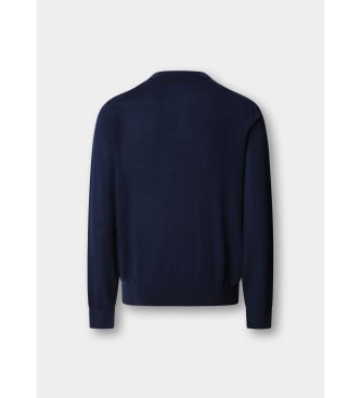 Hackett London Jersey Ess Merino Crew marinblå